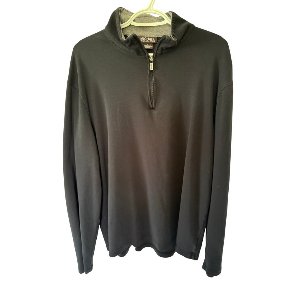 Michael Kors Quarter Zip Cotton Pullover Black Men's XL